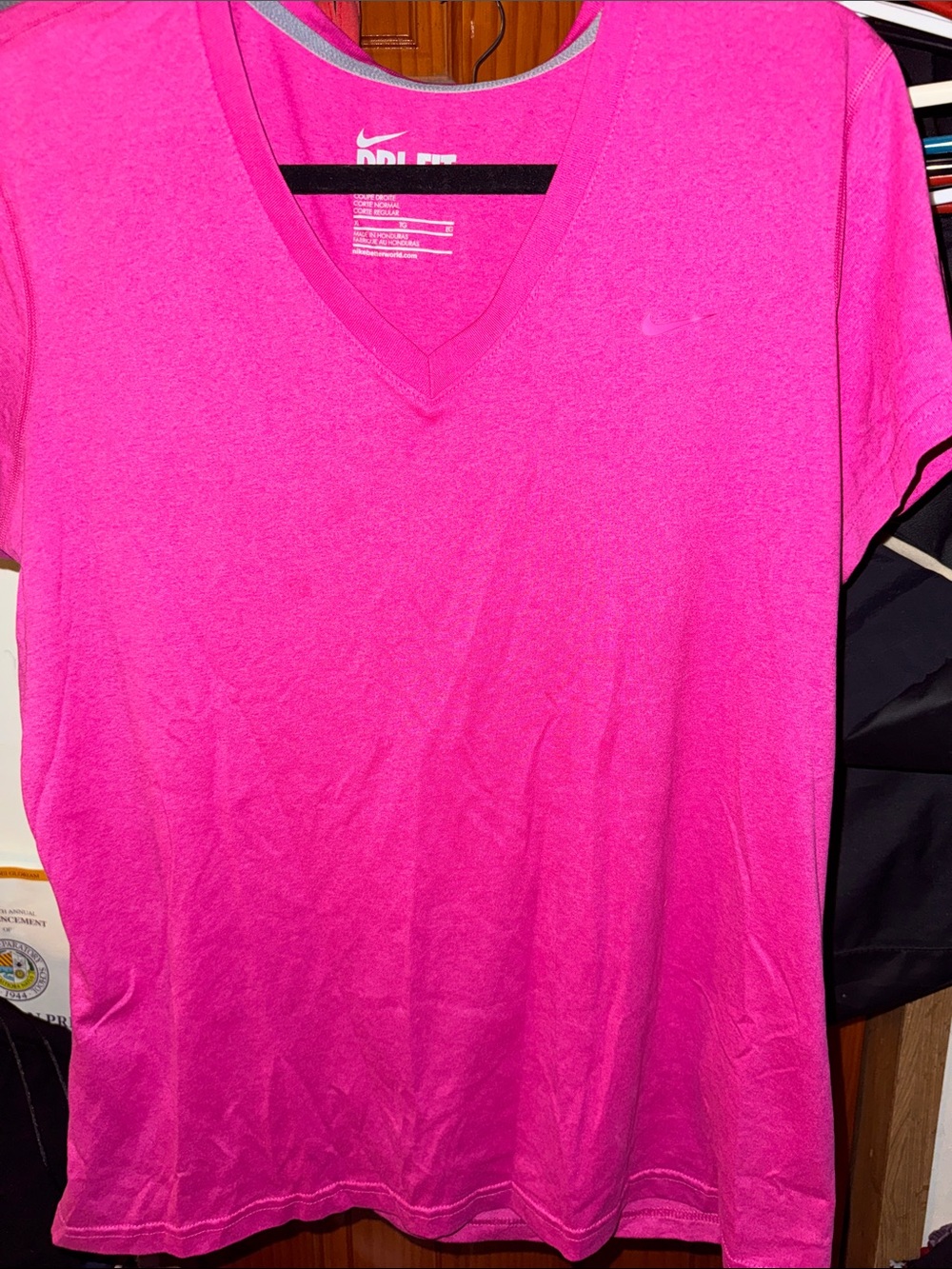 Nike Women's V-Neck Short Sleeve Top - Hot Pink